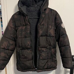 DKNY Kids Black Camouflage Puffer Jacket